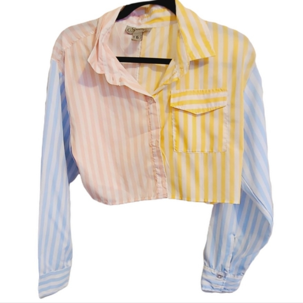 Cropped Striped button down
